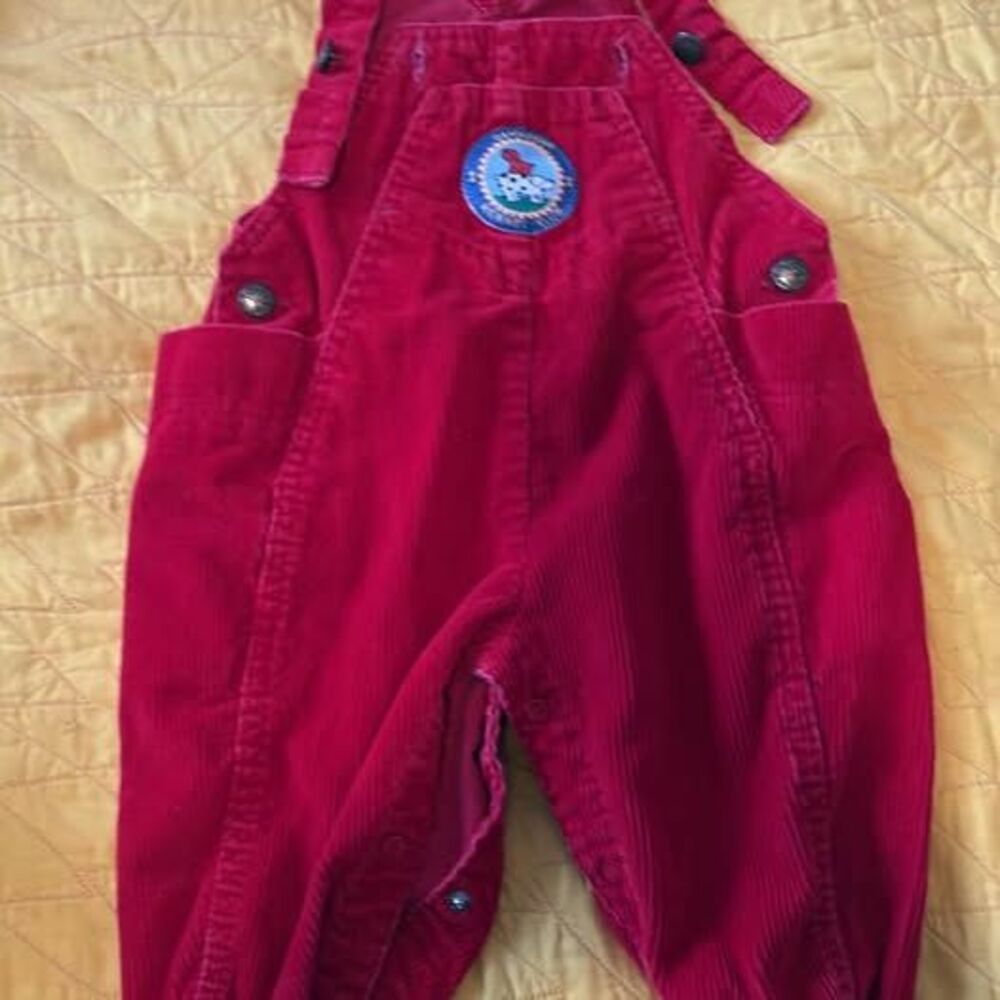 Vintage OshKosh B'gosh Kennel Klub Red Corduroy Overalls 18M